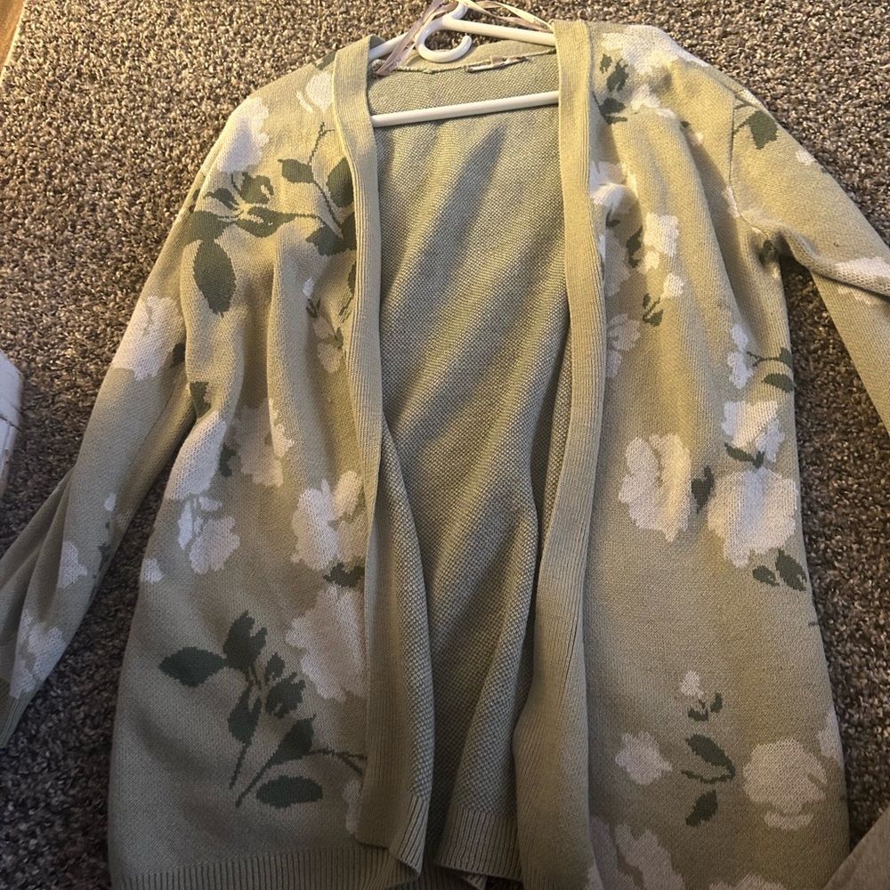 Floral Open-Front Cardigan Sweater